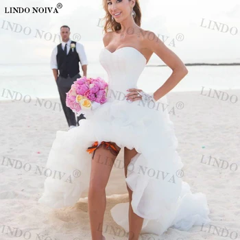 LINDO NOIVA Vestido De Novia Пляжные свадебные платья трапециевидной формы без бретелек, короткие Спереди и длинные сзади, свадебные платья в стиле Кантри-Милая 2023 г.
