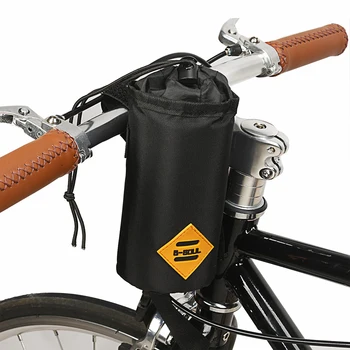M / L Черная велосипедная бутылка для воды с изоляционной головкой, сумка на руль из полиэстера, надлежащая изоляция, прочные трехточечные крепежные детали для велоспорта