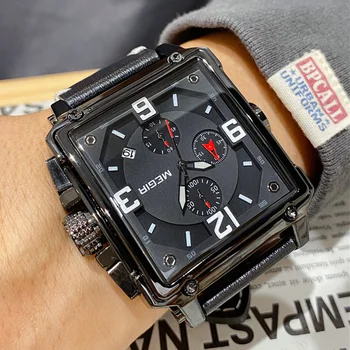 MEGIR Спортивные мужские часы люксового бренда с высококачественным хронографом, модные светящиеся водонепроницаемые квадратные кварцевые часы, Мужские часы 2023 г.