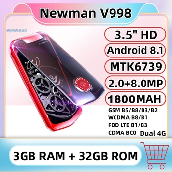 Newman V998 Двойной 4G Флип-смартфон 3 ГБ ОЗУ 32 ГБ ПЗУ 3,5 
