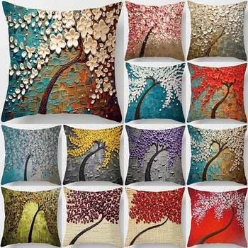 Nordic Creative Art Ретро Картина маслом Цветочная декоративная наволочка для домашнего дивана Подушка Наволочка для подушки