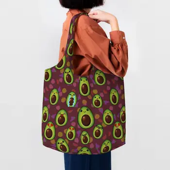 Pace Face Fox Art Сумка для покупок из авокадо, Холщовая сумка для покупок, сумки через плечо, большая вместительная моющаяся Фруктовая Веганская сумка