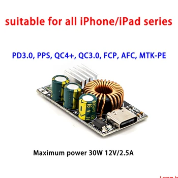 PD3.0/PPS/QC4 + Модуль Быстрой Зарядки Мобильного телефона для Apple Samsung Xiaomi DIY Модифицированный Автомобиль Постоянного тока 10-30 В