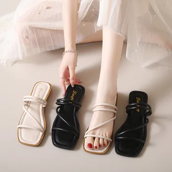 Q271summer_slipper_flat_ladies_sandals_New женские босоножки и тапочки на плоской подошве со стразами