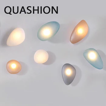 QUASHION Скандинавский дизайн Фоновый настенный светильник с абажуром из матового стекла, Разноцветные бра, украшение гостиной, спальни