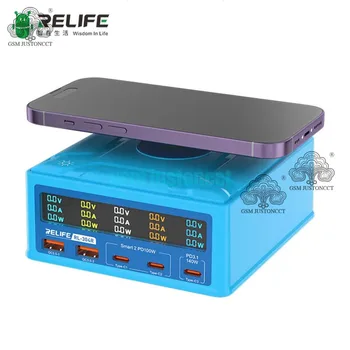RELIFE RL-304R 6-Портовый Умный Цифровой Дисплей из Нитрида Галлия мощностью 260 Вт, Быстрое Зарядное Устройство USB, Поддерживает Беспроводную Зарядку всех телефонов и планшетов
