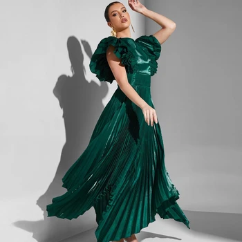 ROSELLA Green С круглым вырезом, Элегантные женские вечерние платья для особого мероприятия, Трапециевидное асимметричное платье с оборками, вечернее платье для выпускного вечера, новинка 2023 года
