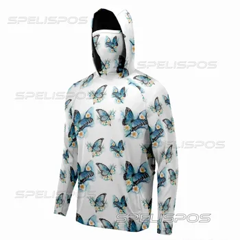 SPELISPOS Новая мужская одежда для рыбалки, уличная рубашка для рыбалки с капюшоном, маска, солнцезащитная толстовка с длинным рукавом, быстросохнущие топы
