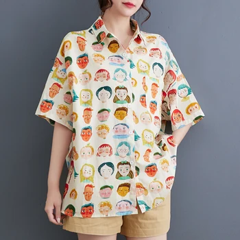 SuperAen Рубашка Топ Корейского Дизайна 2023 Новый Корейский Стиль Свободная Рубашка с Граффити для Женщин