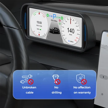 T10 Новая модель, 3-дюймовый HUD-экран, Панель приборов, Скорость, положение шестерни, Напоминание о ремне безопасности, Уровень заряда батареи для Tesla