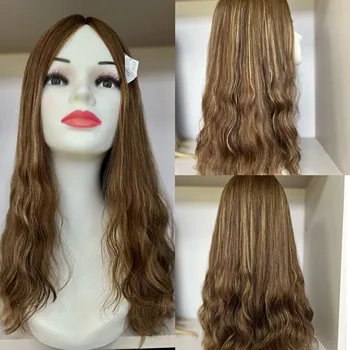 TsingTaowigs Кошерные Парики Европейские человеческие волосы Коричневый цвет Шелковый топ 20 дюймов для женщин Бесплатная доставка