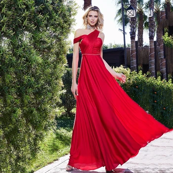 UZN Красные вечерние платья трапециевидной формы с открытыми плечами, атласное платье для выпускного вечера, новое поступление, складки, вечерние платья длиной до пола, индивидуальный размер