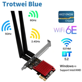 WiFi 6 Беспроводной Адаптер PCIE Трехдиапазонный Intel AX210 Беспроводной Wi Fi 6E 802.11AX 5374M Настольная Сетевая Карта Bluetooth 5.2 Поддержка 6G