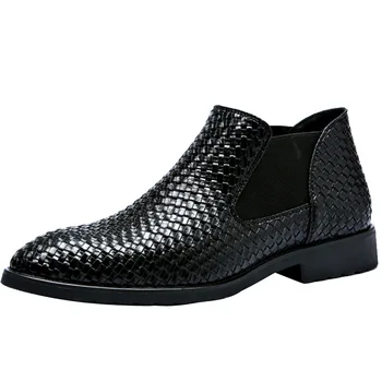 Wnfsy Плетеные мужские кожаные ботинки для мужчин высокого качества, модные повседневные ботинки, мужские классические модельные ботинки 
