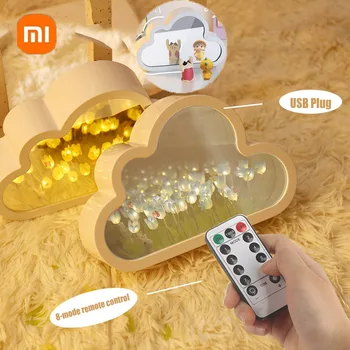 Xiaomi DIY Cloud MirrorTulip Ночник СВЕТОДИОДНЫЙ USB-штекер Прикроватная тумбочка для спальни, красочная лампа для детского подарка, украшение комнаты