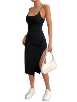 Xylocarp CDDE0820 2023 Новая женская сексуальная тонкая сумка с разрезом на спине, модное платье без рукавов на бретелях