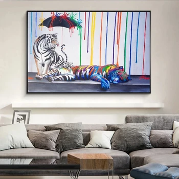 Абстрактный уличный тигр, граффити, картины на холсте, плакаты и принты, настенные рисунки для декора гостиной (без рамки)