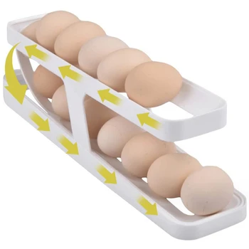 Автоматическая Скручивающаяся Подставка для яиц, Кронштейн, Ящик для хранения, Органайзер для яиц, Рулет, Холодильник, Дозатор для яиц, Использование на кухне