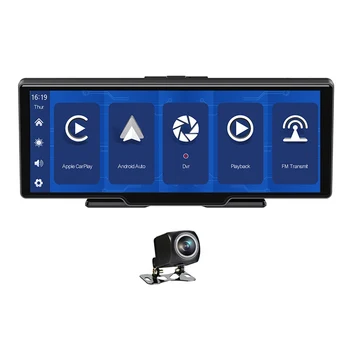 Автомобильный видеорегистратор Carplay Android Auto Dashcam, Большая Центральная консоль с экраном, BT Dash Cam для автомобиля, GPS FM, Черный ящик