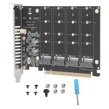 Адаптер M.2 NVME SSD к PCIE X16 4-Портовая Высокоскоростная Карта Soft Raid 4x32 Гбит/с с Индивидуальным светодиодным индикатором Подходит для компьютеров