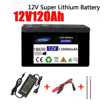 Аккумулятор 12V 120Ah 18650 литиевый аккумулятор Аккумуляторная батарея для солнечной энергии аккумулятор для электромобиля + зарядное устройство 12,6 В 3а