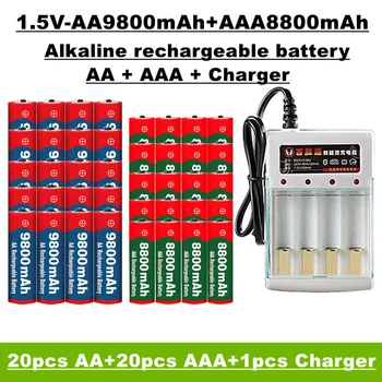 Аккумуляторная батарея AA + AAA, 1,5 В 9800 МАЧ / 8800 мАч, подходит для дистанционного управления, игрушек, часов, радиоприемников и других + зарядных устройств