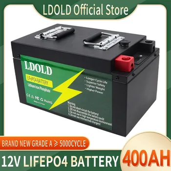 Аккумуляторная батарея LiFePO4 12V 400Ah Встроенные Литий-железо-фосфатные элементы BMS Для Замены Большей части резервного источника домашнего хранения энергии