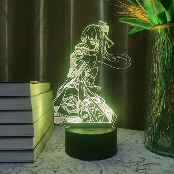 Аниме Лампа Kamisato Ayaka Genshin Impact 3D Led Game16 Цветов Ночник Для Детской Домашней Комнаты Декор Рождественская Вечеринка Иллюзия Подарок