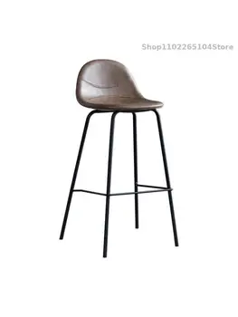 Барный стул Nordic Light с роскошной спинкой из кожи, современный простой железный табурет, Instagram Cafe Bar Chair