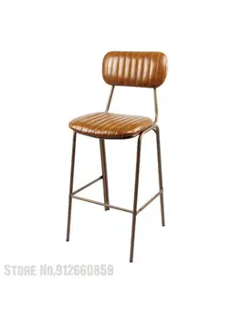 Барный стул из кованого железа, барный стол, стул в индустриальном стиле лофт, металлическая нордическая мягкая обертка, дизайнерский высокий табурет в американском стиле ретро