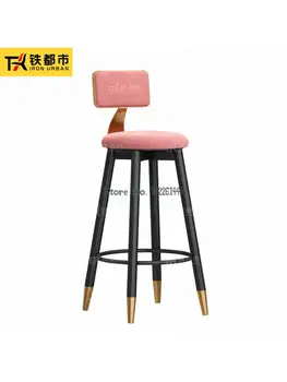 Барный стул с поворотным подъемом, современная простая спинка для бара, легкий в домашнем хозяйстве, роскошный табурет для кассира с высокими ножками