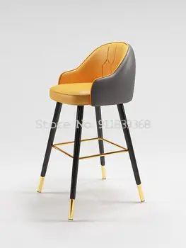 Барный стул Современный Простой Легкий Роскошный стул со спинкой, бытовой высокий табурет, Железное искусство, касса, стойка регистрации, барный стул