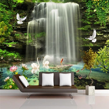 бейбехан Пользовательские настенные обои для гостиной Зеленый Лесной ручей художественные фотографии фоновая фотография настенные обои для спальни