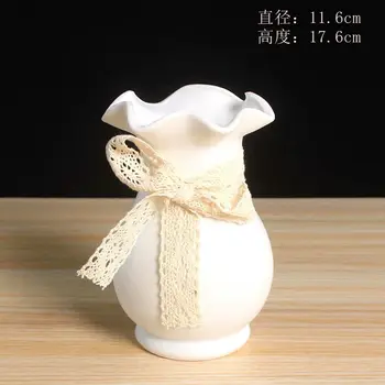 Белая керамическая ваза Современное минималистичное оформление Обеденного стола Гостиной Цветочная композиция из сухих цветов Украшение шкафа для телевизора