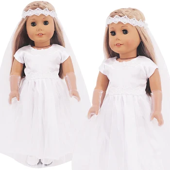 Белое Свадебное Платье Для Американской Куклы 18-дюймовой Девочки, Одежда, Аксессуары, 43-Сантиметровая Кукла-Реборн, Подарки К Празднику Нашего Поколения