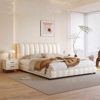 Белые безопасные Роскошные кровати, современное кожаное хранилище, двуспальные кровати в гостиной, минималистичная скандинавская мебель Camas Dormitorio для спальни