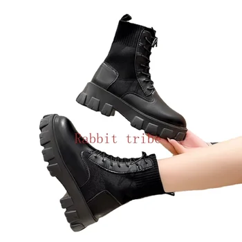 Бесплатная доставка; женские ботинки; зимние новые байкерские ботинки на молнии; нескользящие повседневные армейские ботинки 