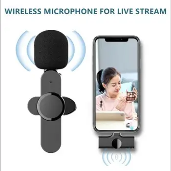 Беспроводной Петличный микрофон для записи аудио-видео, мини-микрофон для устройств iOS, ноутбуков Android, игр в реальном времени, микрофон для мобильного телефона