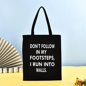 (Бутиковая сумка) Не Следуйте По Моим стопам Графическая сумка Через плечо Холщовая сумка Harajuku Shopper Bag Модная Повседневная Летняя сумка