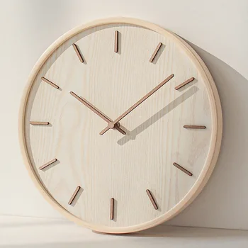 Бытовые настенные часы в японском стиле без звука гостиная спальня простые современные декоративные настенные часы деревянные кварцевые часы круглые