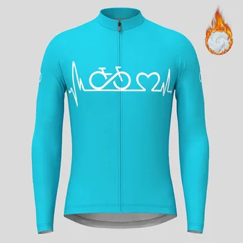 Велосипедное сердцебиение Для мужчин, зимняя термо-флисовая велосипедная майка, куртки с длинными рукавами, велосипедное пальто MTB, дорожный велосипед, спортивная одежда