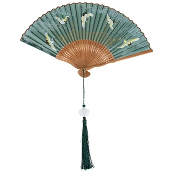 Вентилятор для костюмов, настенное украшение в китайском стиле, Шелк, бамбук, Складной