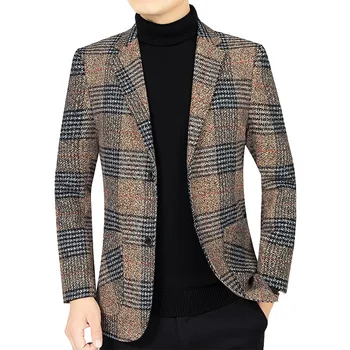 Весенне-осенний мужской пиджак, высококлассная повседневная куртка в полоску, мужское высококачественное повседневное пальто, мужской стильный повседневный пиджак, мужской костюм