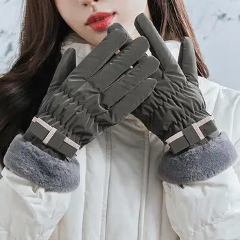 Ветрозащитные лыжные перчатки, женские зимние перчатки, ветрозащитные зимние велосипедные перчатки с плюшевой подкладкой, сенсорный экран для женщин для катания на лыжах