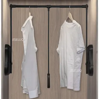 Вешалка для одежды в шкафу, оборудование из алюминиевого сплава с автоматическим отскоком, Демпфирующая перекладина опускания