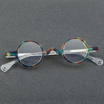 Винтажные круглые мужские очки в стиле панк в маленькой оправе из ацетата, оправа для очков ручной работы, модные простые женские очки по рецепту