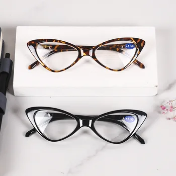 Винтажные модные очки для чтения с кошачьим глазом, женские Ретро Очки для дальнозоркости в маленькой оправе с прозрачными линзами, Полнокадровые очки для ПК