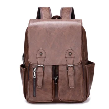 Винтажный мужской рюкзак большой емкости, роскошный дорожный рюкзак из искусственной кожи, водонепроницаемая сумка для ноутбука, деловая мужская школьная сумка