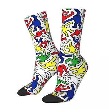 Всесезонные Экипажные Чулки Keiths Harings Носки Harajuku Повседневные Длинные Носки в Стиле Хип-Хоп Аксессуары для Мужчин И Женщин Подарок На День Рождения