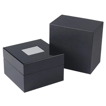 Высококачественная деловая черная лакированная деревянная коробка для часов высокого класса, фирменный дисплей, Квадратное хранилище для часов